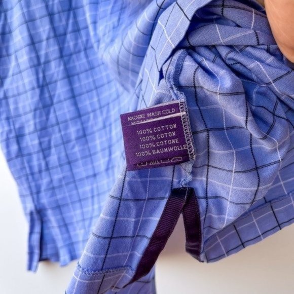 ❤️SOLD❤️Ralph Lauren Purple Label Cotton Blue Plaid Polo - Picture 9 of 9
